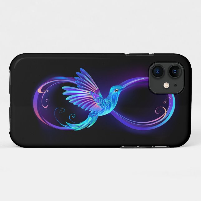 Neon Infinity Symbol mit dem leuchtenden Hummingbi Case-Mate iPhone Hülle (Rückseite (Horizontal))