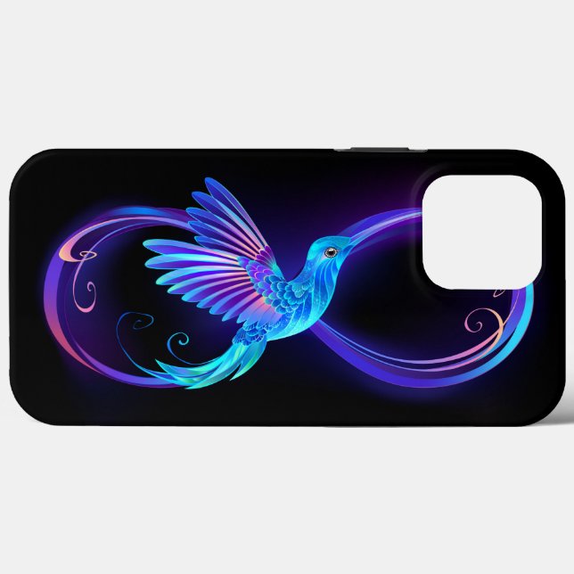 Neon Infinity Symbol mit dem leuchtenden Hummingbi Case-Mate iPhone Hülle (Rückseite (Horizontal))