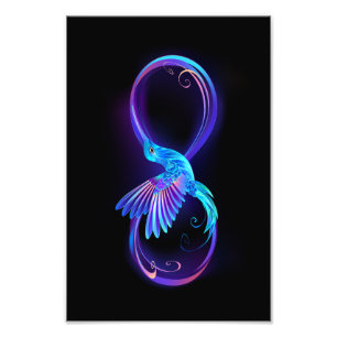 Neon Infinity Symbol mit dem leuchtenden Hummingbi Fotodruck