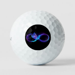 Neon Infinity Symbol mit dem leuchtenden Hummingbi Golfball