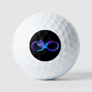 Neon Infinity Symbol mit dem leuchtenden Hummingbi Golfball