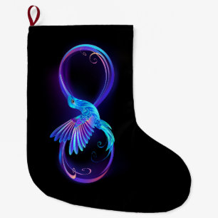 Neon Infinity Symbol mit dem leuchtenden Hummingbi Großer Weihnachtsstrumpf