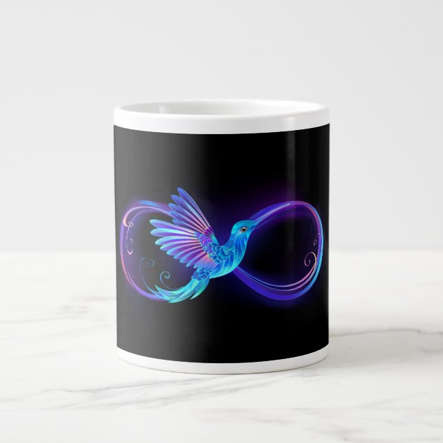 Neon Infinity Symbol mit dem leuchtenden Hummingbi Jumbo-Tasse (Vorderseite)