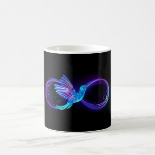 Neon Infinity Symbol mit dem leuchtenden Hummingbi Kaffeetasse