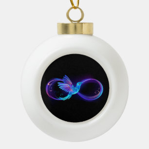 Neon Infinity Symbol mit dem leuchtenden Hummingbi Keramik Kugel-Ornament