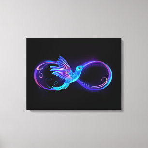 Neon Infinity Symbol mit dem leuchtenden Hummingbi Leinwanddruck