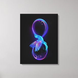 Neon Infinity Symbol mit dem leuchtenden Hummingbi Leinwanddruck