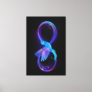 Neon Infinity Symbol mit dem leuchtenden Hummingbi Leinwanddruck