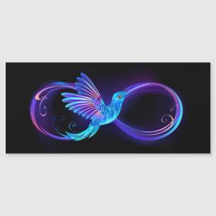 Neon Infinity Symbol mit dem leuchtenden Hummingbi Magneteinladung