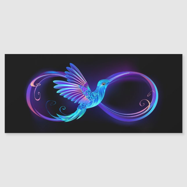 Neon Infinity Symbol mit dem leuchtenden Hummingbi Magneteinladung (Vorderseite)