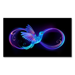 Neon Infinity Symbol mit dem leuchtenden Hummingbi Magnetische Visitenkarte