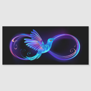 Neon Infinity Symbol mit dem leuchtenden Hummingbi Magnetkarte
