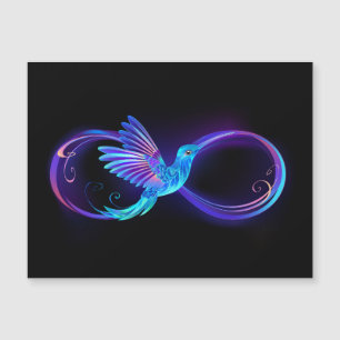 Neon Infinity Symbol mit dem leuchtenden Hummingbi Magnetkarte