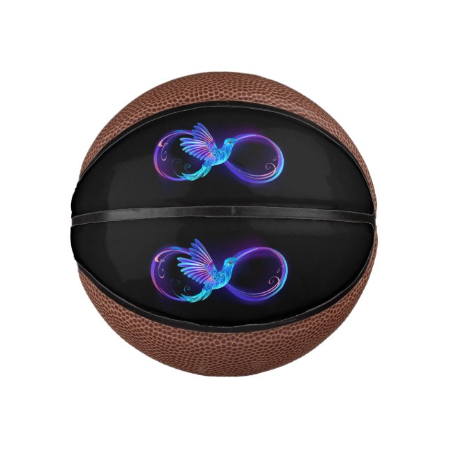 Neon Infinity Symbol mit dem leuchtenden Hummingbi Mini Basketball (Vorderseite)