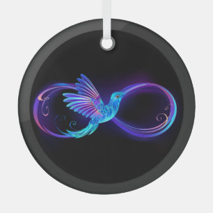 Neon Infinity Symbol mit dem leuchtenden Hummingbi Ornament Aus Glas