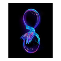 Neon Infinity Symbol mit dem leuchtenden Hummingbi