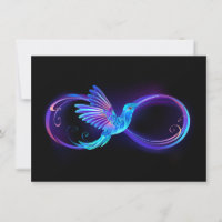Neon Infinity Symbol mit dem leuchtenden Hummingbi