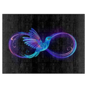 Neon Infinity Symbol mit dem leuchtenden Hummingbi Schneidebrett