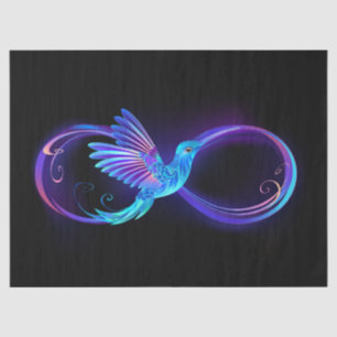 Neon Infinity Symbol mit dem leuchtenden Hummingbi Seidenpapier
