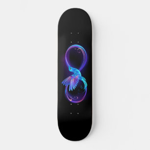 Neon Infinity Symbol mit dem leuchtenden Hummingbi Skateboard