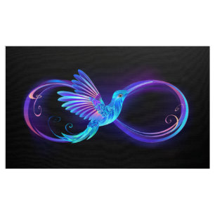 Neon Infinity Symbol mit dem leuchtenden Hummingbi Stoff