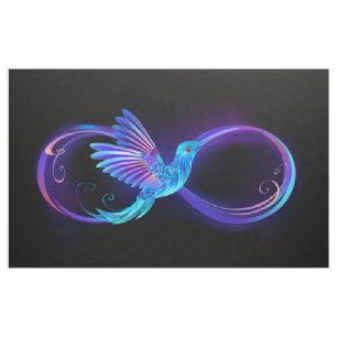 Neon Infinity Symbol mit dem leuchtenden Hummingbi Stoff