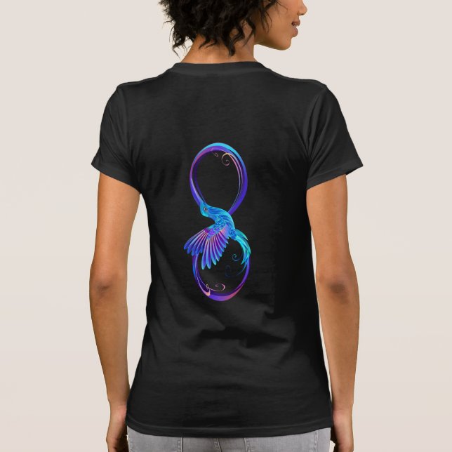 Neon Infinity Symbol mit dem leuchtenden Hummingbi T-Shirt (Rückseite)