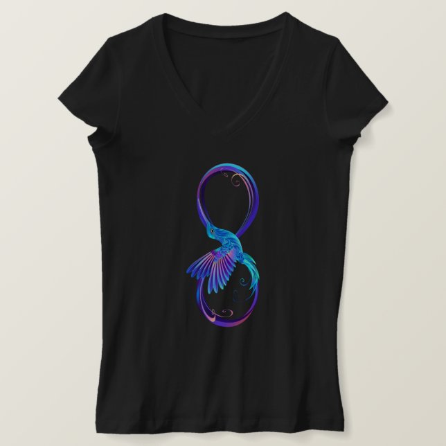 Neon Infinity Symbol mit dem leuchtenden Hummingbi T-Shirt (Design vorne)