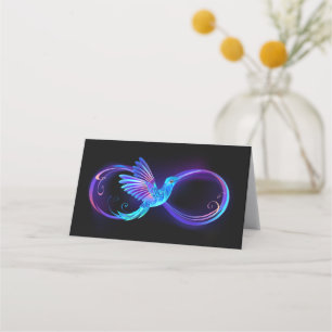Neon Infinity Symbol mit dem leuchtenden Hummingbi Terminkarte