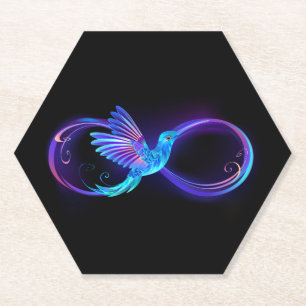 Neon Infinity Symbol mit dem leuchtenden Hummingbi Untersetzer