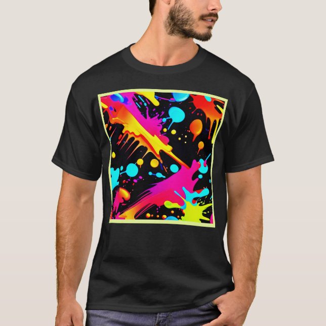 Neon Ink Splash Design T-Shirt (Vorderseite)