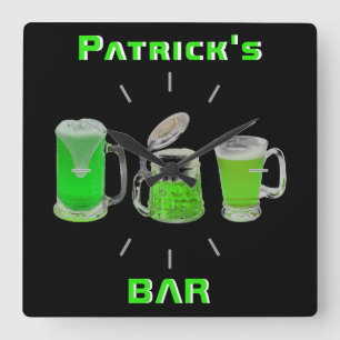 Neon Irish Pub Bar Sign Clock Personalisiert Manca Quadratische Wanduhr