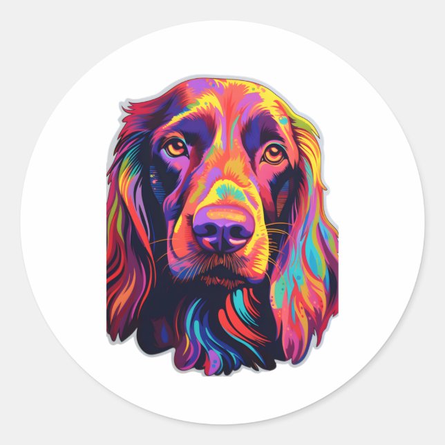 Neon Irish Setter Runder Aufkleber (Vorderseite)
