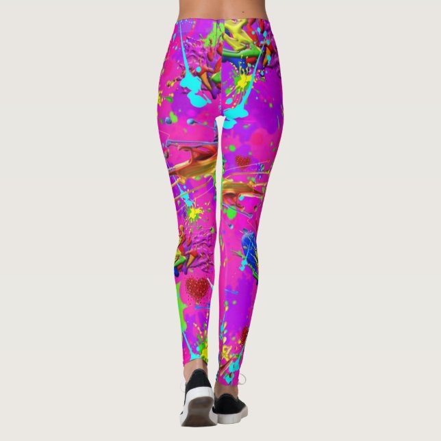 Neon ist eine geplatzierte Paint CBDOilPrincess   Leggings (Rückseite)