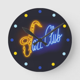 Neon Jazz Club Saxophon Sax blaue Uhr