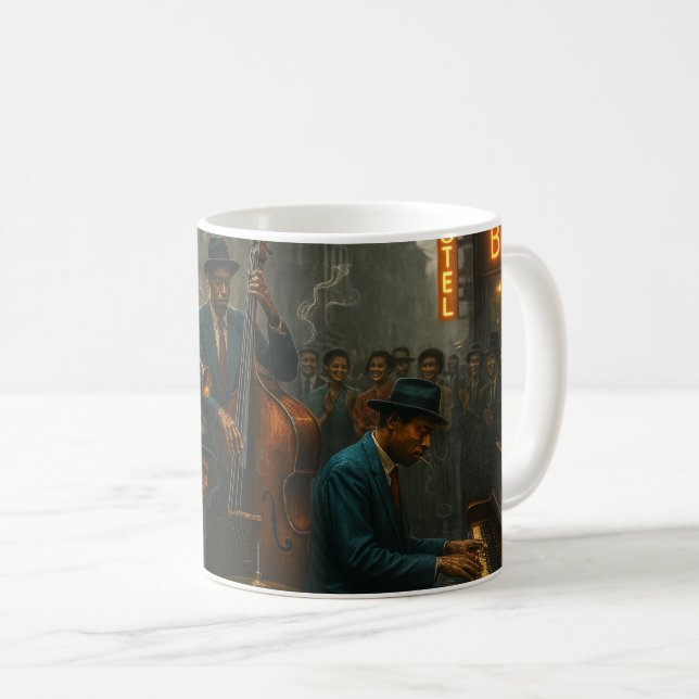 Neon Jazz Nischmood Kaffeetasse (VorderseiteRechts)