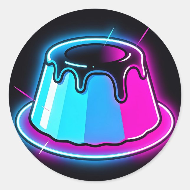 Neon-Jelly-Glow-Dessert-Kunst Runder Aufkleber (Vorderseite)
