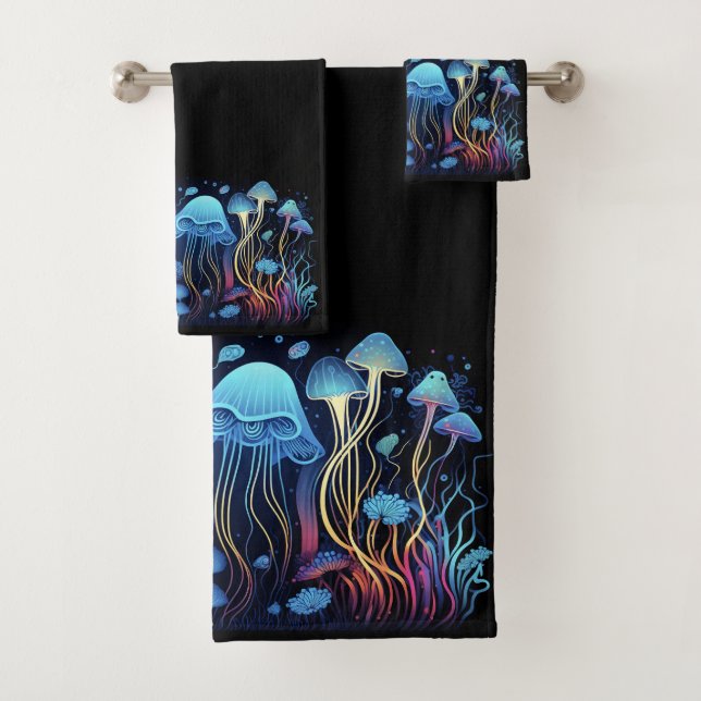 Neon Jellyfish Badhandtuch Set (Insitu)
