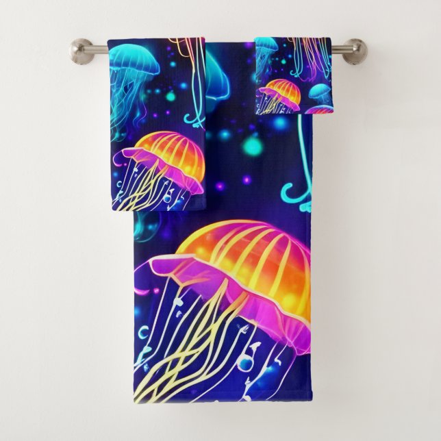 Neon Jellyfish Dreams Badhandtuch Set (Insitu)
