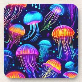 Neon Jellyfish Dreams Getränkeuntersetzer