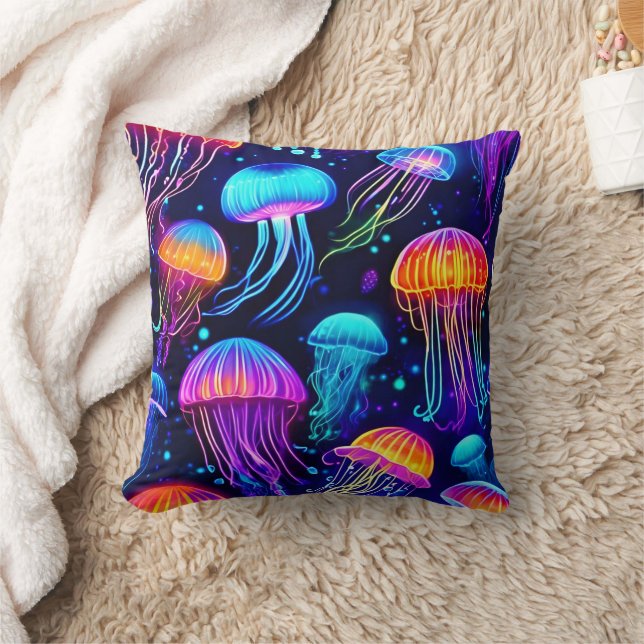 Neon Jellyfish Dreams Kissen (Decke)