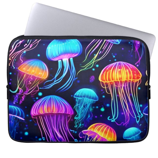 Neon Jellyfish Dreams Laptopschutzhülle (Vorderseite)