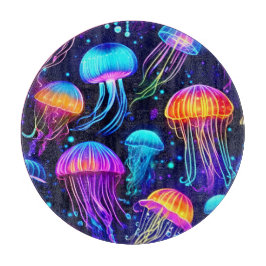 Neon Jellyfish Dreams Schneidebrett