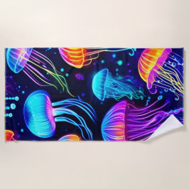 Neon Jellyfish Dreams Strandtuch