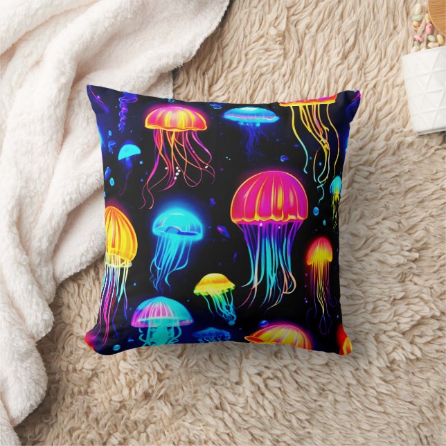 Neon Jellyfish Dreamscape Kissen (Decke)