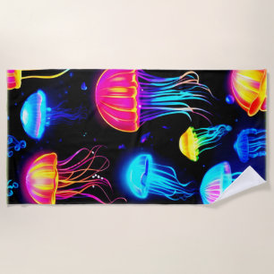 Neon Jellyfish Dreamscape Strandtuch