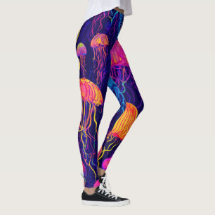 Neon Jellyfish: Futuristische KI-generierte Leggin Leggings
