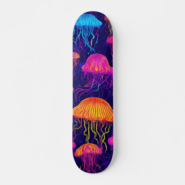 Neon Jellyfish - Futuristische Skateboard für Fluo (Vorne)