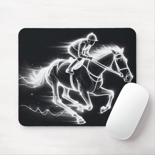 Neon Jockey auf einem Galloping Pferd Mousepad (Mit Mouse)