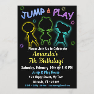Neon Jump and Play - Einladung zum Geburtstag